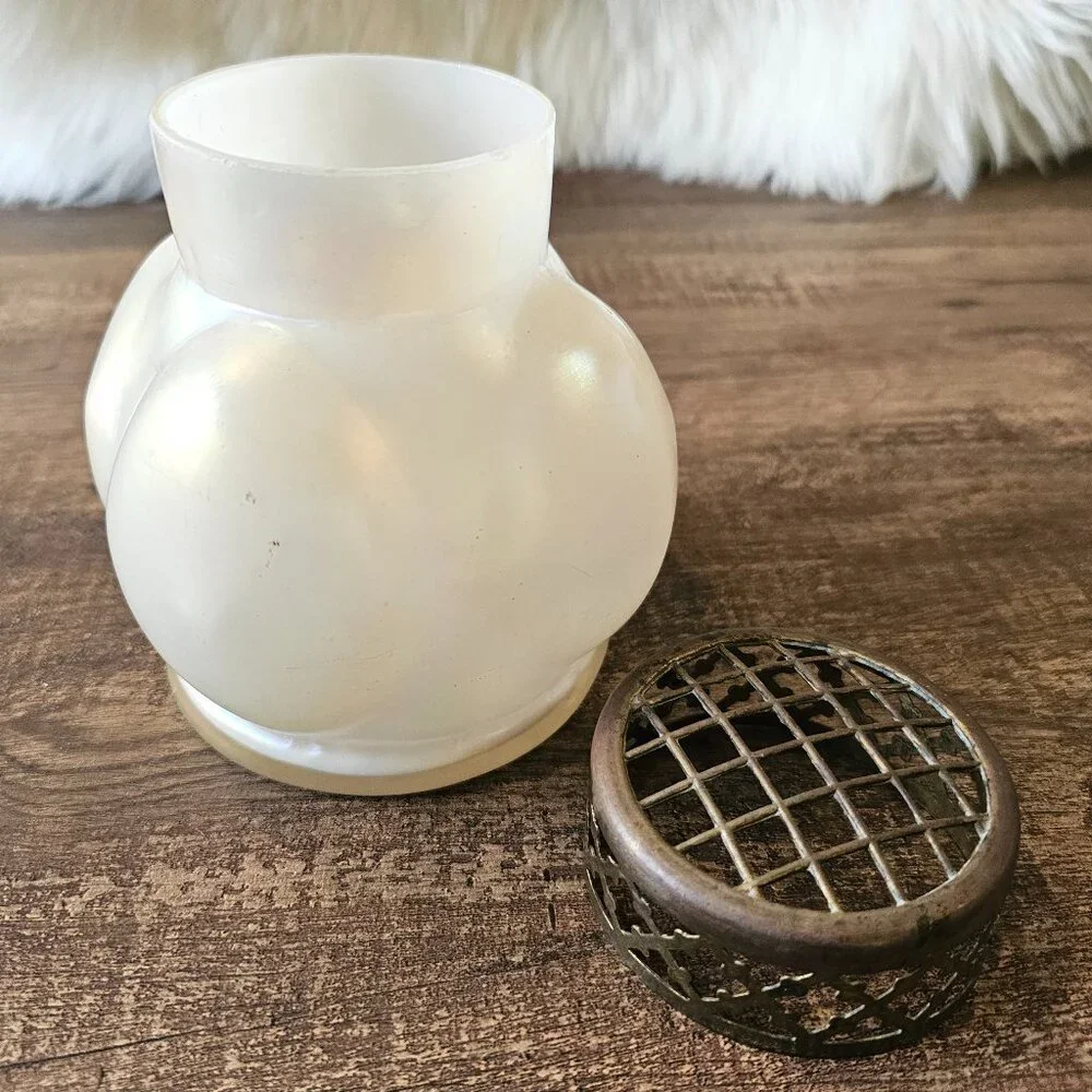Antique Loetz Art Glass Pearlescent & Gold Core Bronze Frog Vase, early 1900s